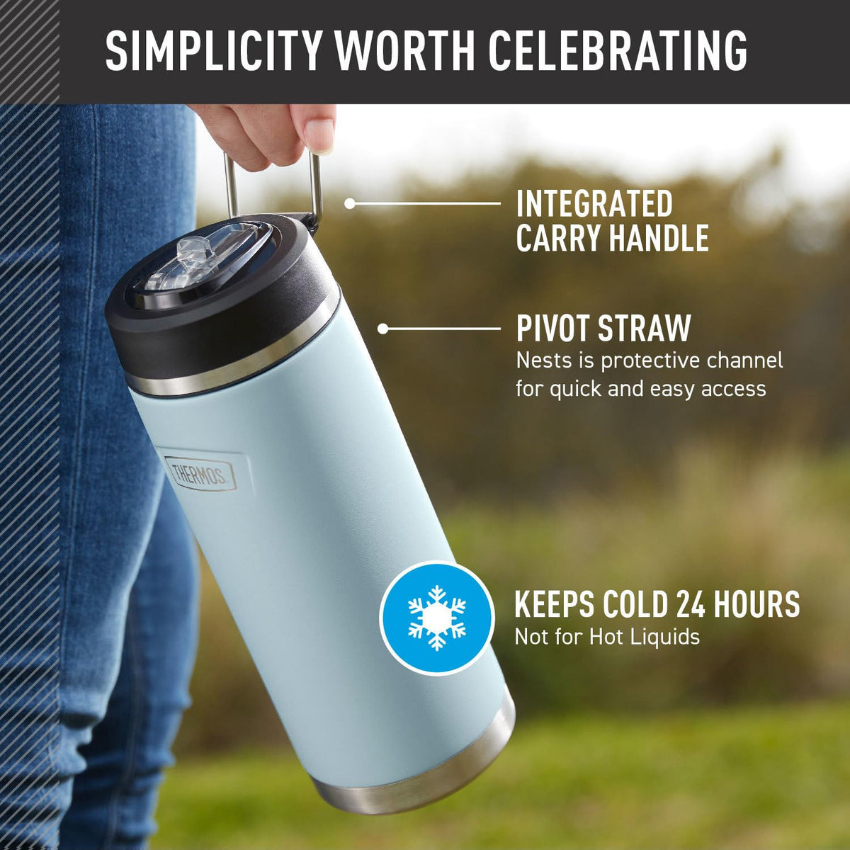 ICON SERIES by THERMOS – 24 Ounces, 24.0 fluid_ounces, Stainless Steel, Sandstone, Model IS2212SN4