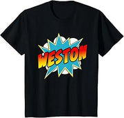 Kids Boys Weston Name Comic Book Superhero T-Shirt