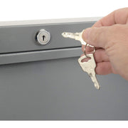 Wall Mounted Fold Down Shop Desk with keyed Lock by Global Industrial – 3.38"L x 20"W x 16.38"H, Steel, Grey, Model 319391