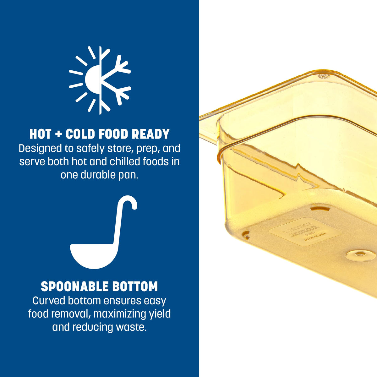 High Heat Food Pan by Carlisle FoodService Products – 1 Count (Pack of 1), 2.8 quarts, Amber, Model 3088113