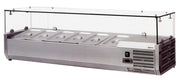 Commercial Restaurant 47" Refrigerated Topping Rails Sneeze Guard by Omcan – 47.25 inch wide x 15.5 inch deep x 17 inch high, Clear and silver, Model 40535