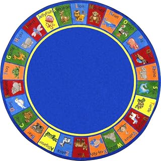 Joy Carpets Animal Phonics Rug, Multi, 13'2" Round