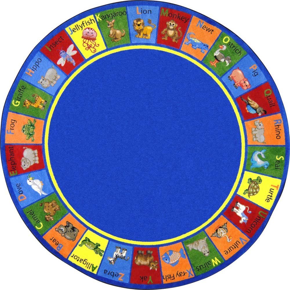 Animal Phonics Rug by Joy Carpets – 13'2" (Round), Nylon, Multi Color, Model 1623XLE-01