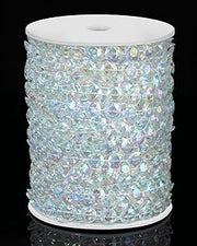 99FT Crystal Garland Strands, Acrylic Iridescent Crystal Beads String Roll, Diamond-Shaped Crystal Garland for Christmas Tree Wedding Party Decorations Beaded Curtain DIY Crafting Projects