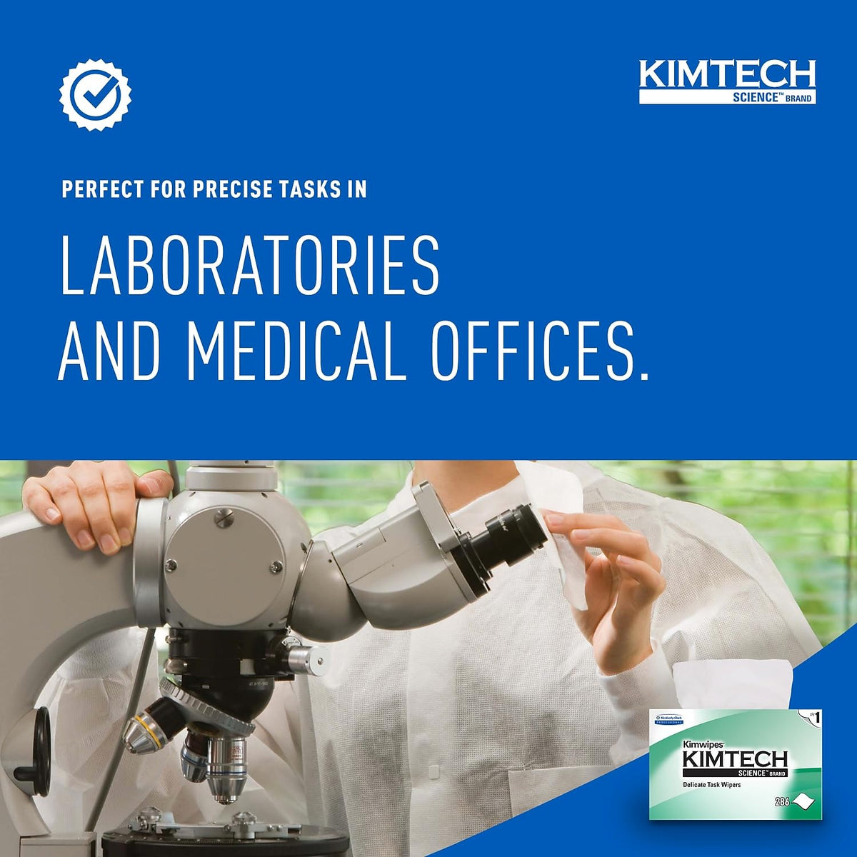 KIMWIPES, Delicate Task Wipers, 1-Ply, 4 2/5 x 8 2/5, 286/Box by KIMTECH – Pack of 280, Model 34155