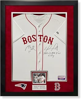 Tom Brady & David Ortiz Autographed Nike Jersey w/Inscription Framed to 32x40 Fanatics - Autographed NFL Jerseys