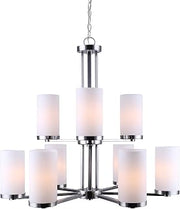 Canarm ICH578A09BN River 9 Light Chain Chandelier Bushed Nickel with Flat Opal Glass, 28.25" x 28.25" x 26.5"