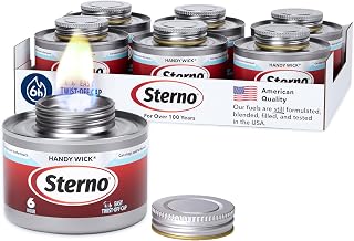 Sterno Handy Wick Twist Top Chafing Fuel, 6-Hour Burn, 6 Pack | Easy Twist cap, steady wick flame, UL 2997 validated, consistent heat, cool can, reusable, indoor/outdoor