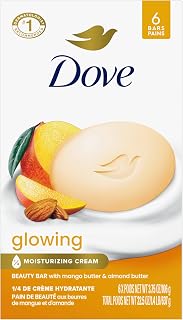 Dove Beauty Bar Soap Glowing Mango & Almond Butters, 6 Bars for Radiant Skin, Illuminates Skin 3.75 oz