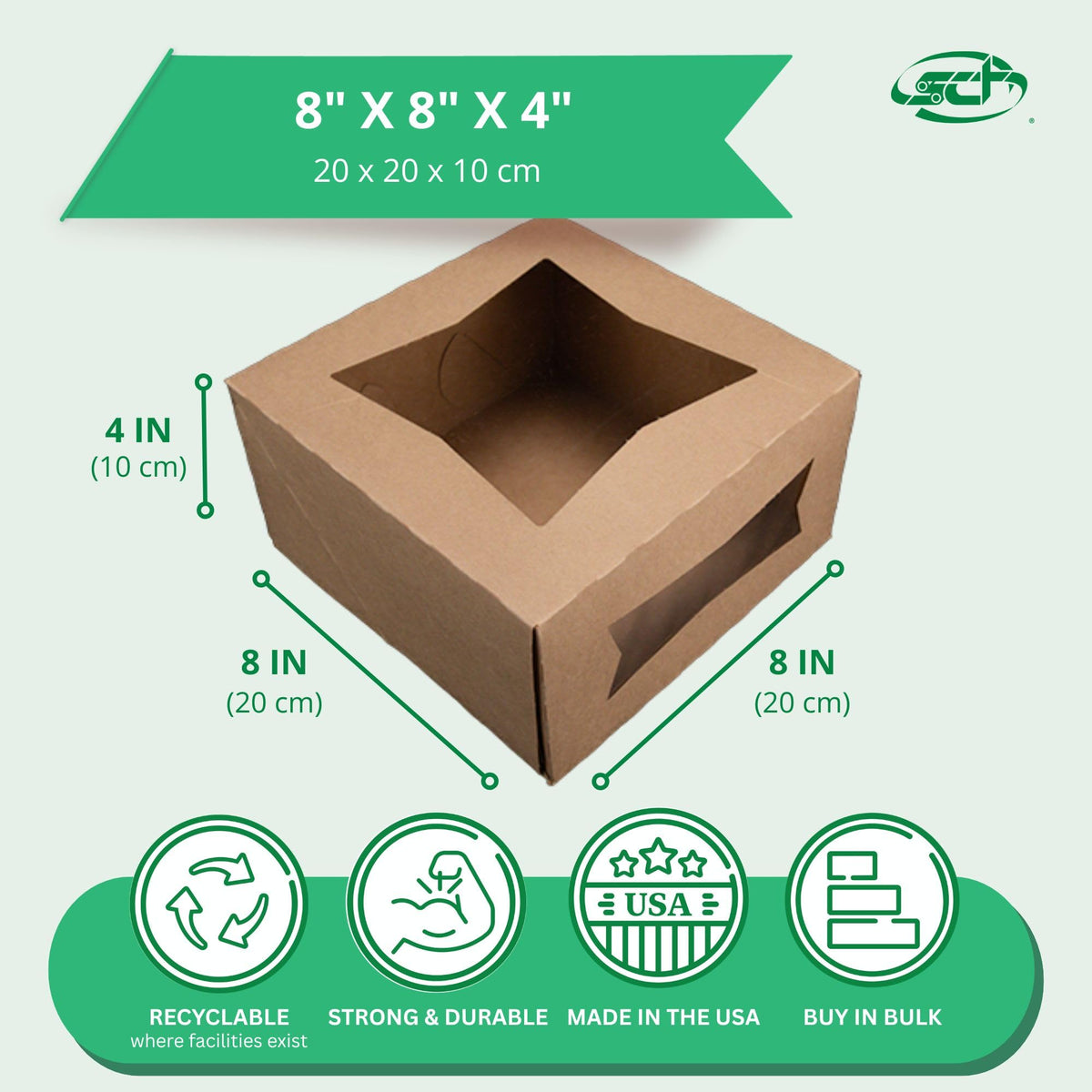 SOUTHERN CHAMPION TRAY 8" x 8" x 4" / Brown / 256.0 cubic_inches Bakery Take Out Containers
