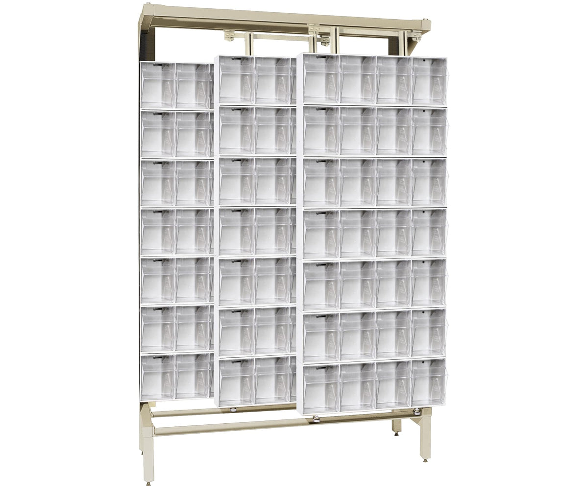 QUANTUM STORAGE SYSTEMS 77" H x 48" W x 18" D / 112 Drawers Free Standing Slider Systems White / Ivory Standing Shelf Units