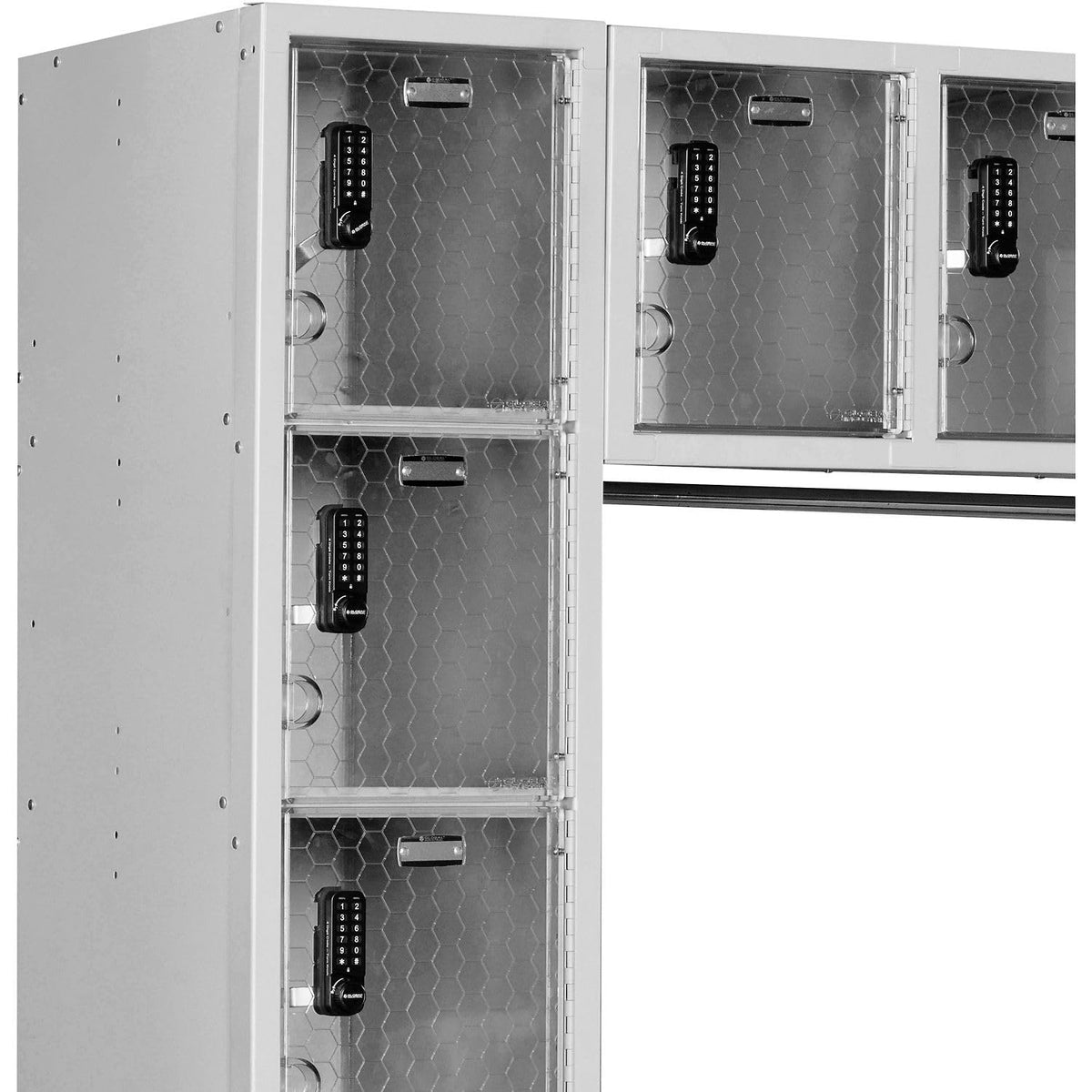 Global Industrial 16 Person Clear View Locker – Digital Lock, 72" W x 18" D x 78" H, Gray, Assembled