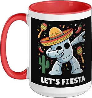 Robotics Lets Fiesta Shirts Funny Kids Cinco De Mayo 2026 Ceramic Mug, Red/White, 15oz