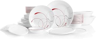 Corelle Vitrelle 78-Piece Service for 12 Dinnerware Set, Triple Layer Glass and Chip Resistant, Lightweight Round Plates and Bowls Set, Splendor