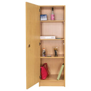 Single-Door Tall Cabinet (Fully Assembled by Tot Mate – 3/4" Thick Industrial Grade Wood Composite Core With Laminate Surfacing, Maple/Maple, Model TM2084