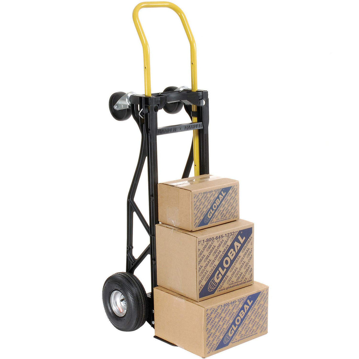 Nylon Convertible Hand Truck - 37-1/4"Lx12"W Platform by Harper – 17"L x 12"W x 49.5"H, Nylon Frame, Black, Model PGDK1935P