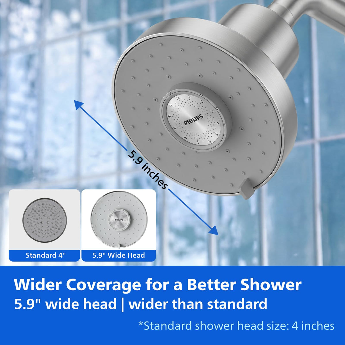 Filtered Shower Head by PHILIPS – Filtered Shower Head, Brushed Nickel, Model AWP1706BN/37