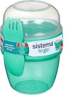 Sistema Snack Capsule to Go | with 2 Compartments & Spork | 515 ml | Minty Teal