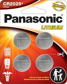 Panasonic CR2025 3.0 Volt Long Lasting Lithium Coin Cell Batteries in Child Resistant, Standards Based Packaging, 4-Battery Pack