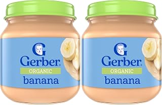 Gerber Stage 1, Organic Banana Jar, Baby Food, Fruit Puree, Non-GMO (Pack of 2)