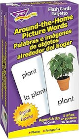 Trend Enterprises Bilingual Around-The-Home Picture Words Skill Drill Flash Cards, Photos & Words, Exciting Way for All to Learn English and Espanol, 96 Cards Included, Ages 5 and Up