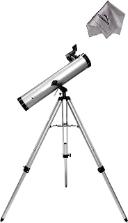 Barska 525 Power 70076 Starwatcher Reflector Telescope | 76mm aperture with 3x Barlow lens and altazimuth mount for stargazing, planet tracking and celestial observation