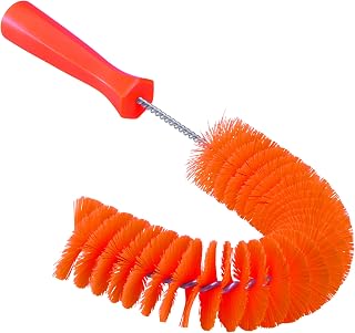 53727 Hook Brush - 14.17-Inch Curved BPA-Free Pipe, Tube, and Gutter Cleaner, Compatible With Vikan Extension Poles, Orange