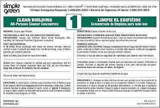Ten Pack of Secondary Labels for Simple Green Clean Building All-Purpose Cleaner