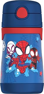 THERMOS Vacuum Insulated Stainless Steel 10oz Straw Bottle, Spidey and His Amazing