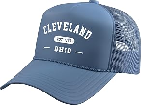 Cleveland Ohio Est 1796 Vintage Retro Athletic Style Trucker Hat with Adjustable Mesh Back