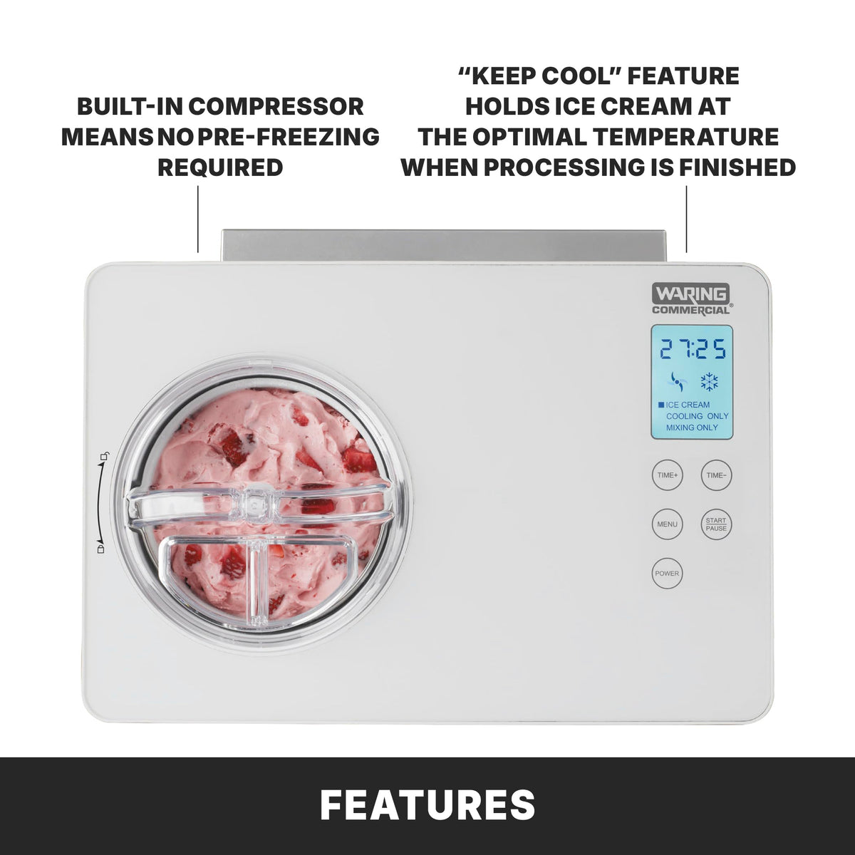 Waring 2 Quart Ice Cream Maker / 2 Quart / Silver Ice Cream Machines