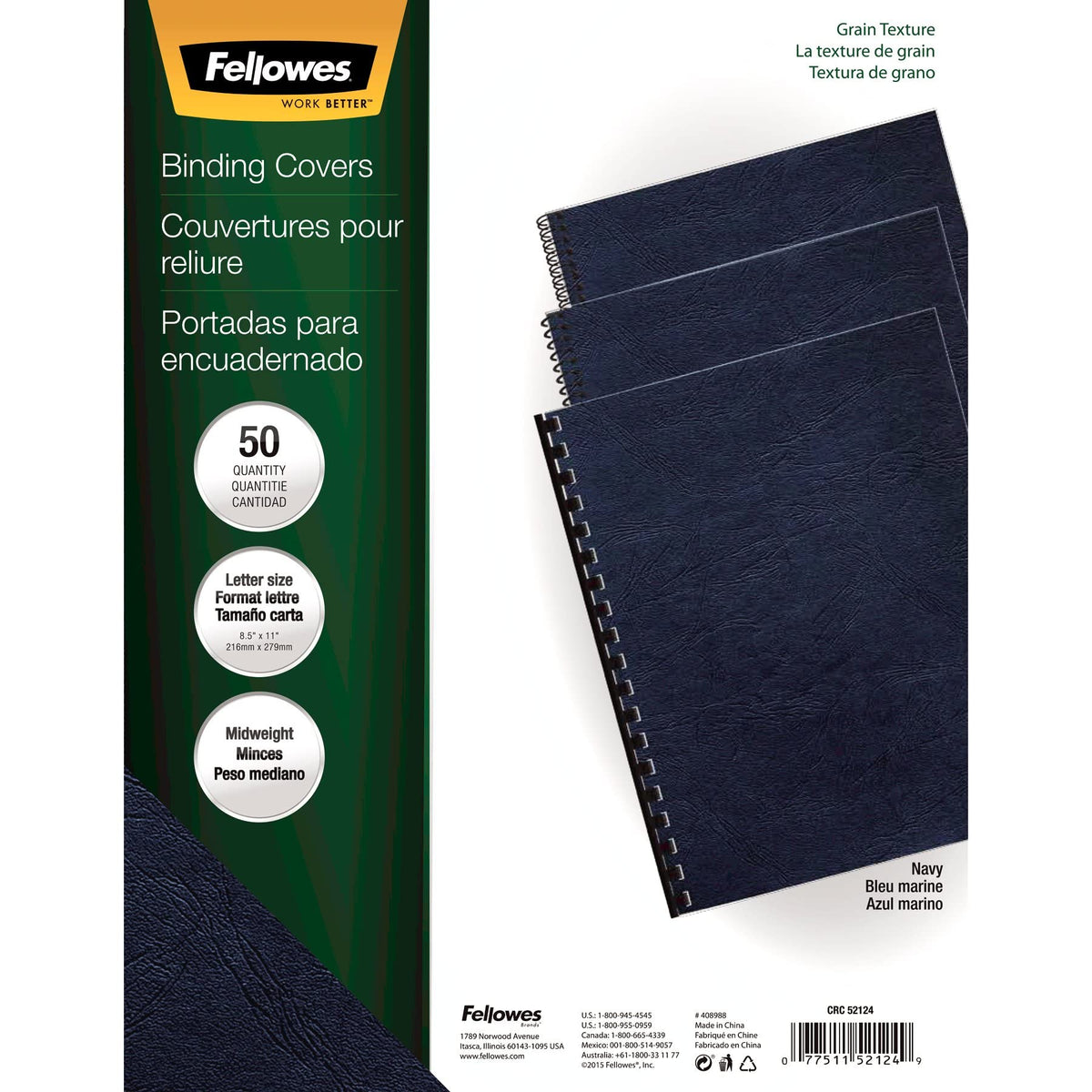 Fellowes 8 / 400 Pack / Navy Binding Covers