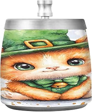 Cat St Patrick Splash Ashtray with Lid, Outdoor Ashtrays for Patio