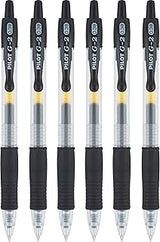 Pilot G2 Retractable Rollerball Gel Pens, Ultra Fine Point, 0.38mm, Black Ink, 6 Count
