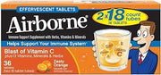 Vitamin C 1000mg (per serving) - Airborne Zesty Orange Effervescent Tablets (36 count in a box), Gluten-Free Immune Support Supplement and High in Antioxidants