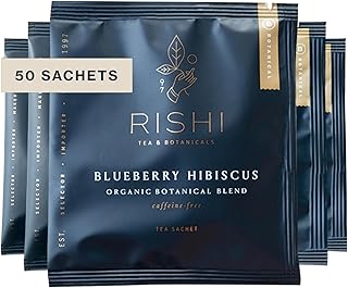 Rishi Tea Blueberry Hibiscus Organic Herbal Tea Bags, Caffeine Free, 50ct