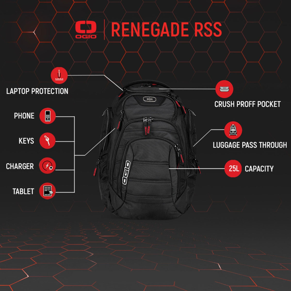 Renegade Backpack (Renegade by OGIO – Large, Polyester, Black, Model 111059_03
