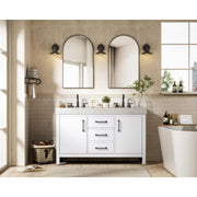 Elegant Kitchen and Bath 54" Double Bathroom Vanity in White by Elegant Lighting – unspecified, Wood, White, Model VF60654DWH