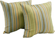 Blazing Needles 17-inch Jacquard Throw Pillow, Tan/Green Stripe 2 Count