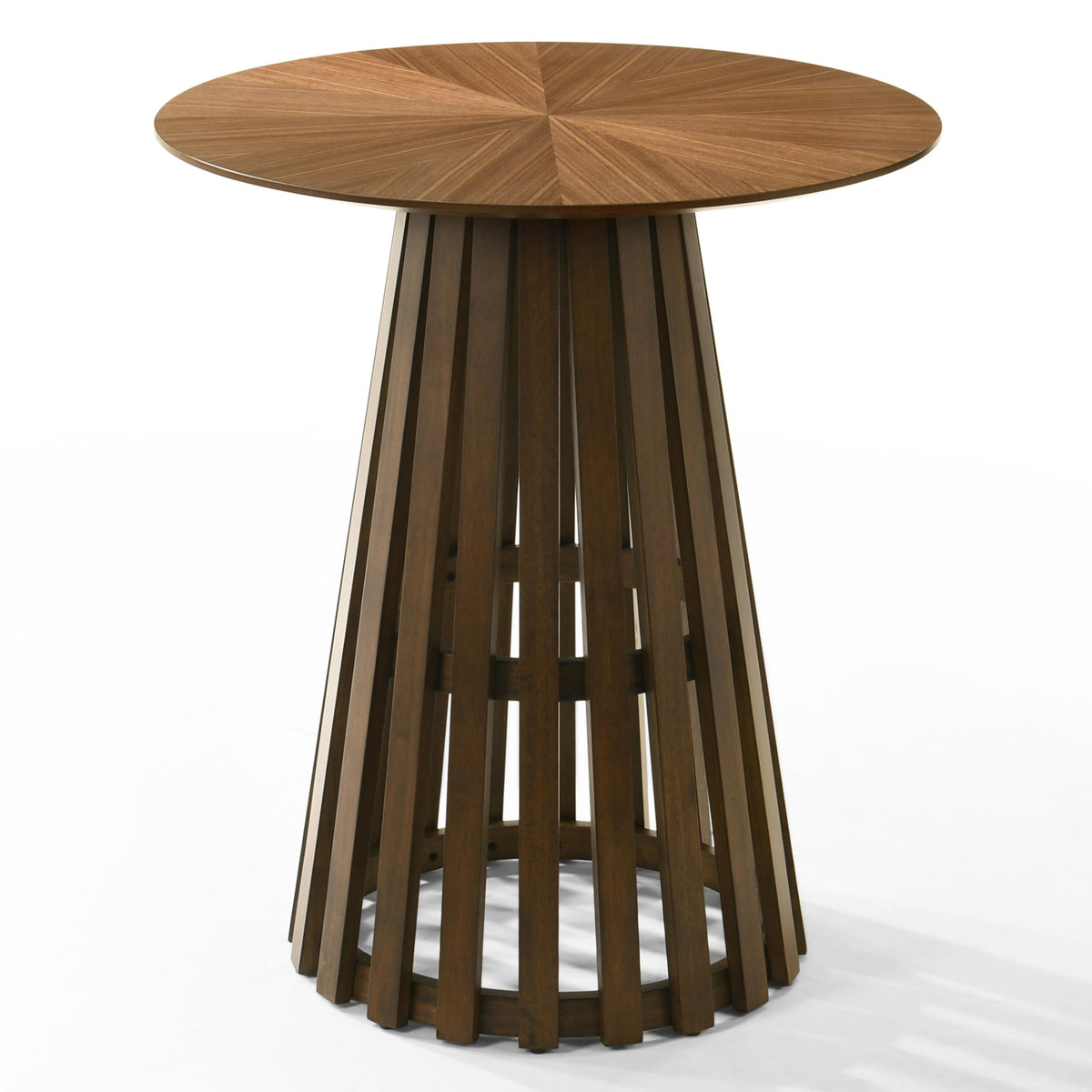 Weiss - Mid-Century Modern Walnut Round Bar Table by Limari Home – Rubberwood, Walnut, Model LIM-85574