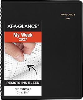 AT-A-GLANCE 2027 Appointment Book Planner, Weekly, 13-Month Jan-Jan, 7" x 8.75", Quarter-Hourly, Black (709510527)