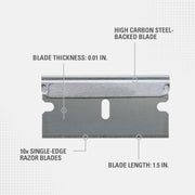 1-1/2 in. Glass Scraper Blades by STANLEY – 1 Count (Pack of 1), Metal, Black, Yellow, Model 28-510