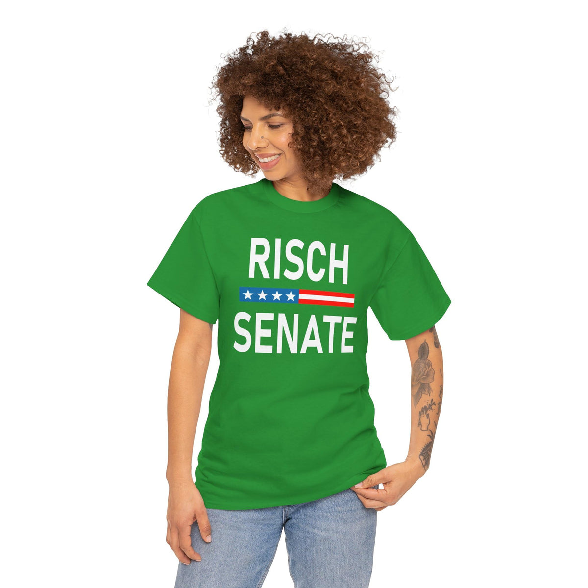 Jim Risch 2026 Idaho Irish Green by Brian Bula – XX-Large, Cotton, Irish Green, Model Risch Senate Shirt