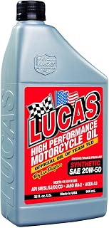Lucas Oil Synthetic SAE 20W-50 Motorcycle Oil 6x1 Qt