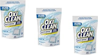 OxiClean White Revive Laundry Whitener & Stain Remover, Safe on Colors, Power Pack, Use with Detergent, Chlorine Free, 24 Pods (Pack of 3)