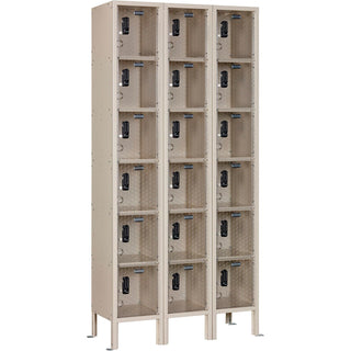 Global Industrial 6-Tier 18 Door Clear View Locker – Digital Lock, 36" Wx15 Dx78 H, Tan, Unassembled