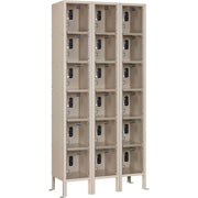 Global Industrial 6-Tier 18 Door Clear View Locker – Digital Lock, 36" Wx15 Dx78 H, Tan, Assembled