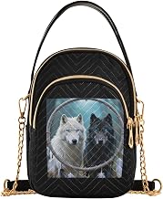 Multi Pocket Handbag With Detachable Chain Strap | Stain Resistant & Easy To Wipe Clean Shoulder Purse Gym Casual Outing Arctic Tribal Wolf