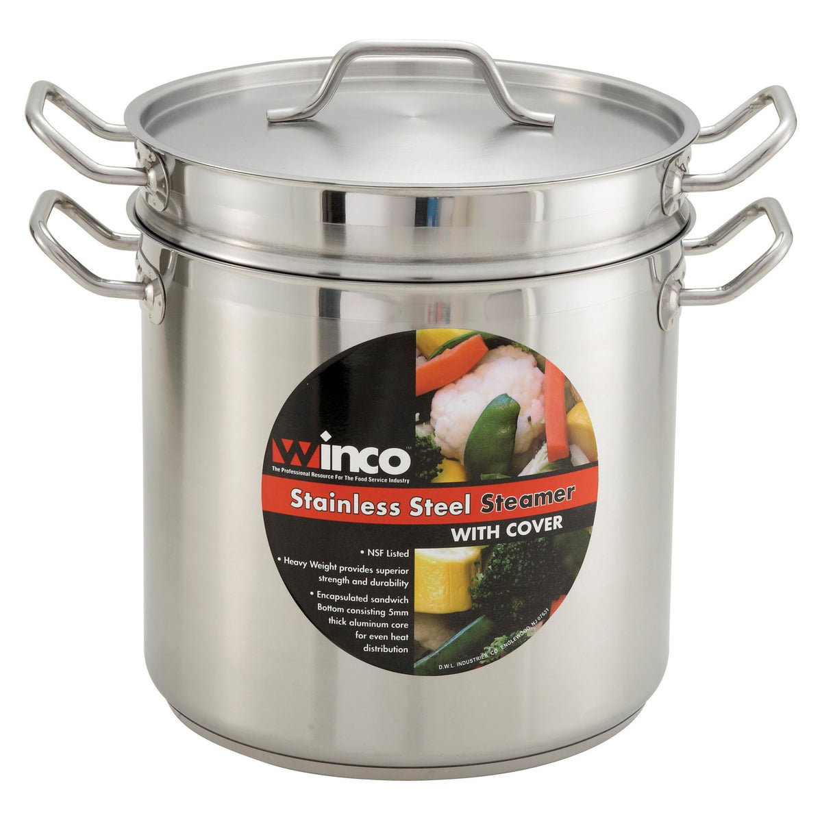 Winco 20 qt Steamer/Stainless Steel Pasta Cooker by Winware – 20 Quarts, Stainless Steel, Model SSDB-20S