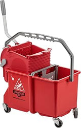 UNGER Commercial SmartColor Red Dual-Compartment Restroom Mop Bucket COMSR